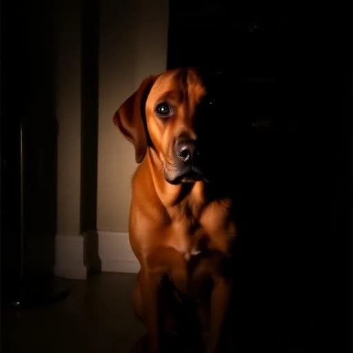 Dark underexposed photo example to avoid for AI pet portraits